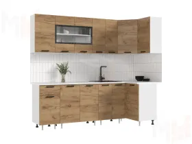 Кухня Рио New угловая 2,4*1,0 м Крафт золотой