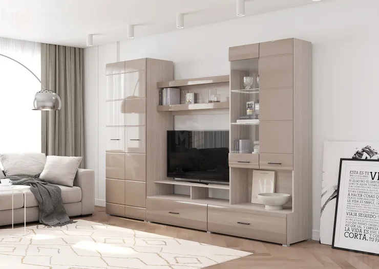 Гостиная Ненси-1 (ясень/капучино глянец)