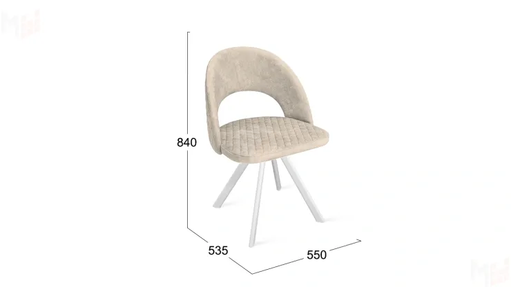 Стул Гэтсби К2 Белый матовый, Велюр Wellmart Dark Beige