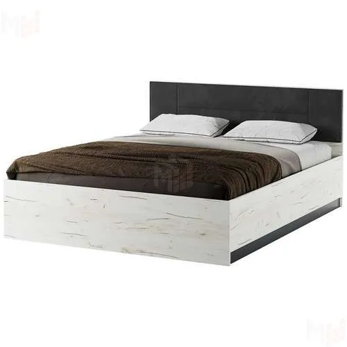 Кровать КР-1400 Беатрис с ПМ + ортопед. осн Крафт белый-Антрацит