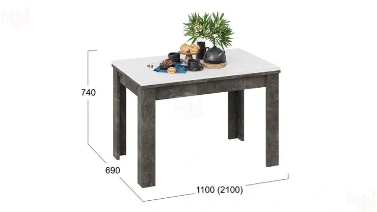 Стол обеденный Норман тип 1 Ателье темный, Стекло Белый глянец