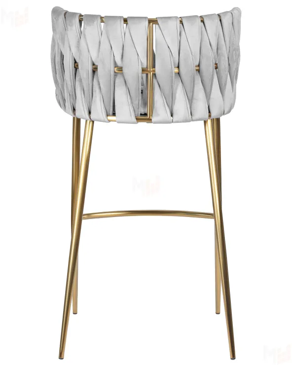 Стул барный DOBRIN EMMA GOLD (светло-серый велюр (135-37))