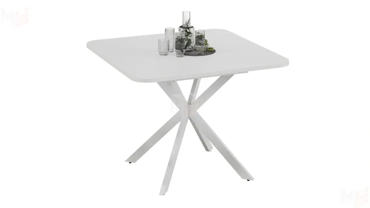 Стол обеденный раздвижной Лиссабон Тип 1 Белый муар, Белый Стол обеденный раздвижной Лиссабон Тип 1 Белый муар, Белый