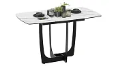 Стол обеденный Орфей Черный муар, Стекло глянцевое белый мрамор