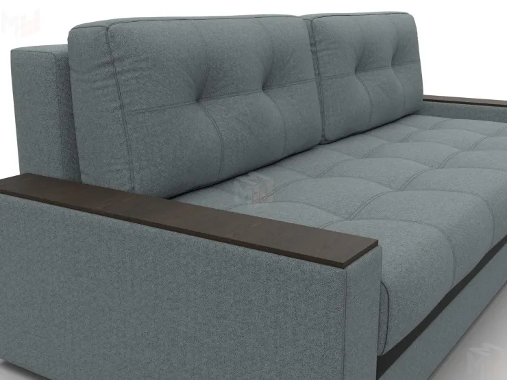 Диван прямой с декором Лига-096 НПБ ( Амур 07 серый/черный )