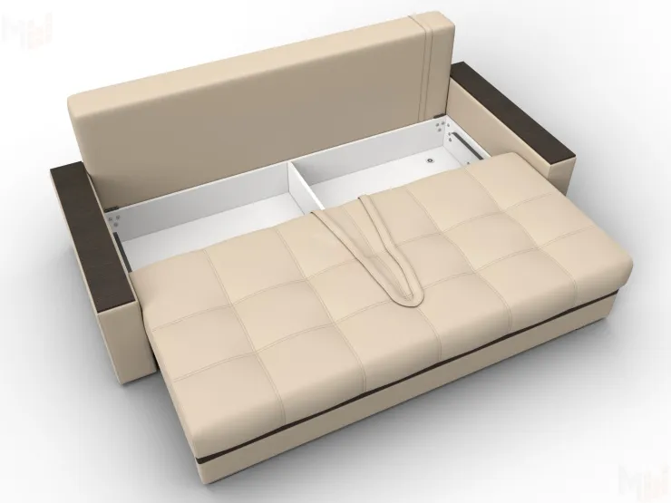 Диван прямой с декором Лига-096 НПБ ( Бежевый\Коричневый )