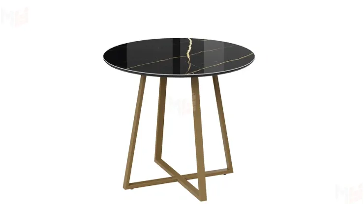 Стол обеденный Милан Тип 1 Золотой муар, Стекло глянцевое черный мрамор