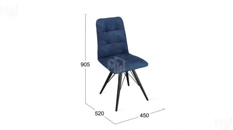 Стул Аспен К3 Черный муар, Велюр Wellmart Blue