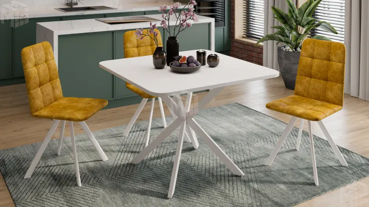 Стол обеденный раздвижной Лиссабон Тип 1 Белый муар, Белый Стол обеденный раздвижной Лиссабон Тип 1 Белый муар, Белый