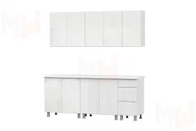Кухонный гарнитур Модерн New (2,0м) (МДФ) (без столешниц) Белый 