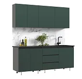 Кухня Челси 2,0м Компановка №2 (Изумрудный, Графит (Кастилло темный)) Кухня Челси 2,0м Компановка №2 (Изумрудный, Графит (Кастилло темный))