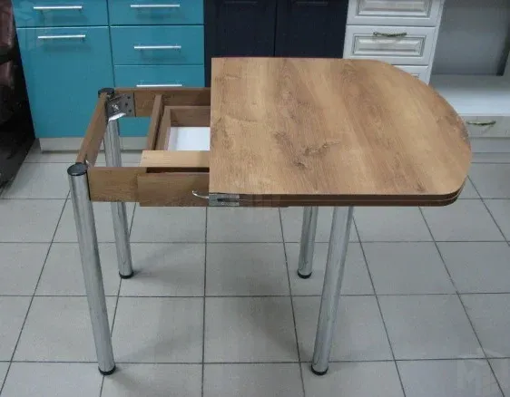 Стол Евро поворотно-раскладной с ящиком 780*590 (орех тёмный), ножки хром Стол Евро поворотно-раскладной с ящиком 780*590 (орех тёмный), ножки хром