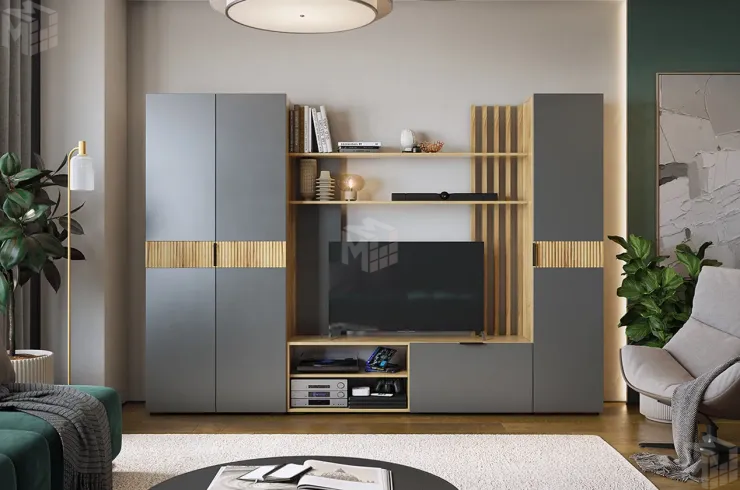 Гостиная Бери К2 дуб крафт золотой/графит