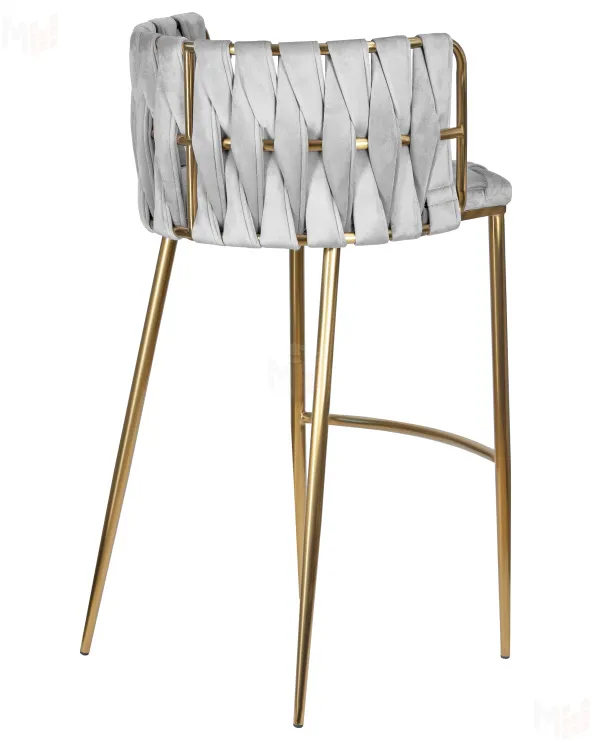 Стул барный DOBRIN EMMA GOLD (светло-серый велюр (135-37))