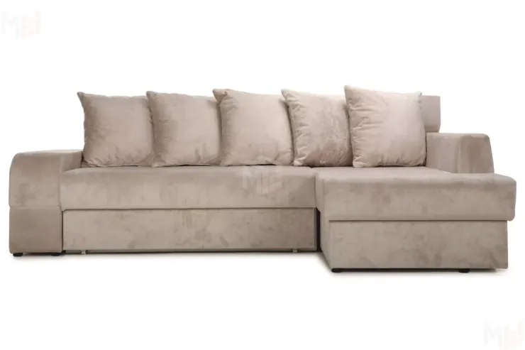 Диван угловой Марго Бежевый Правый Велюр