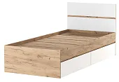 Кровать 900 ГРЕТТА с ящиками Дуб Крафт золотой-Белый Кровать 900 ГРЕТТА с ящиками Дуб Крафт золотой-Белый
