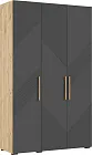 Ирис Шкаф 3-х ств.(1350) (Браш Графит, Дуб Крафт)