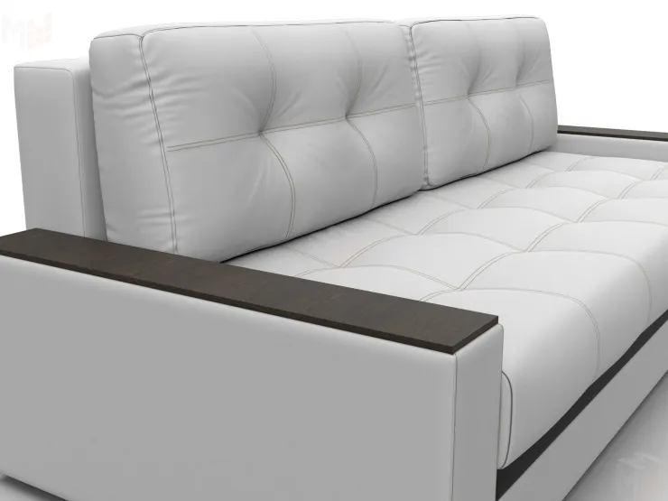 Диван прямой с декором Лига-096 НПБ ( Белый\Черный )