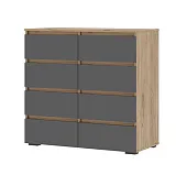 Комод Хелен КМ 04 8 ящиков дуб крафт золото - серый графит Комод Хелен КМ 04 8 ящиков дуб крафт золото - серый графит
