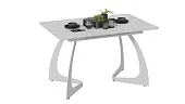 Стол обеденный раздвижной Конкорд Тип 2  Белый муар, Стекло матовое белый мрамор Стол обеденный раздвижной Конкорд Тип 2  Белый муар, Стекло матовое белый мрамор