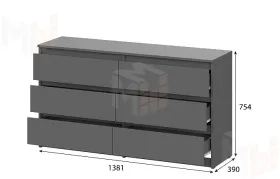 Комод с ящиками (1,38м)  Денвер Графит серый