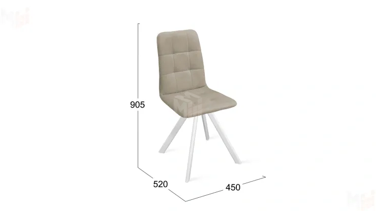 Стул Аспен К2 Белый матовый, Велюр Confetti Smoke