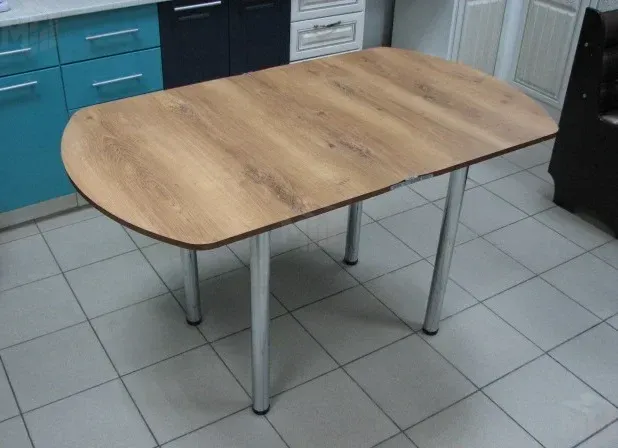 Стол Евро поворотно-раскладной с ящиком 780*590 (орех тёмный), ножки хром Стол Евро поворотно-раскладной с ящиком 780*590 (орех тёмный), ножки хром