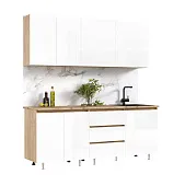 Кухня Челси 2,0м Компановка №2 (Белый глянец холодный, Дуб Крафт (Кастилло)))