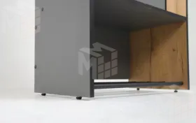 Шкаф 2-х створчатый с зеркалом Ольга-Лофт 3.1 Дуб Крафт Золотой/Темно-Серый