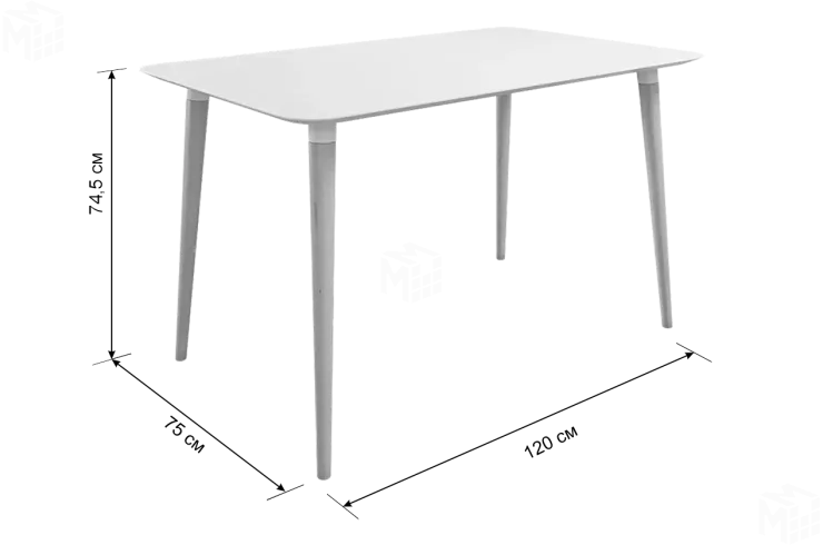 Стол обеденный Сканди 1 белый/светлый лак