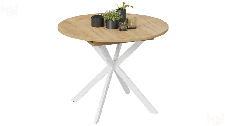 Стол обеденный раздвижной Мэдисон Тип 1 Белый муар, Дуб Крафт золотой Стол обеденный раздвижной Мэдисон Тип 1 Белый муар, Дуб Крафт золотой