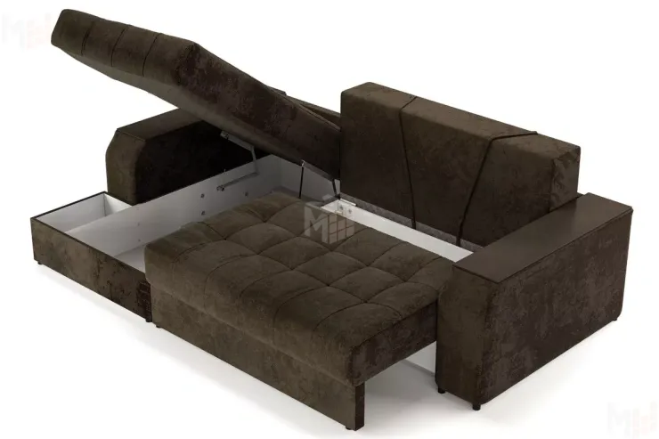 Угловой диван-кровать Лас-Вегас Коричневый левый