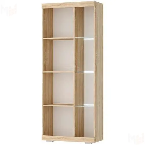 Шкаф-витрина ШВС-800 СОНАТА Дуб Сонома-Белый глянец