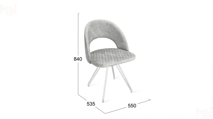 Стул Гэтсби К4 Белый матовый, Велюр Wellmart Silver Стул Гэтсби К4 Белый матовый, Велюр Wellmart Silver