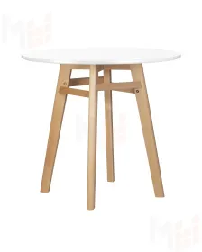 Стол обеденный DOBRIN ALBERT'80 (белая столешница, основание светлый бук)