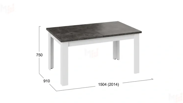 Стол обеденный Ванкувер тип 1  Белый, Ателье темный