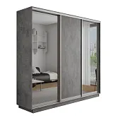 Шкаф-купе Оптим 3-х дверный  1 секция (ЛДСП, 2 Зеркала) 240 см. 1 штанга, 11 полок, 4 ящика