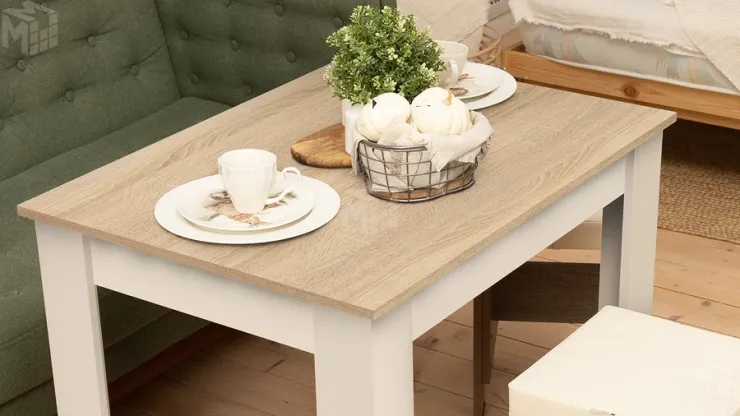 Стол обеденный Промо тип 1 Белый, Дуб Сонома светлый