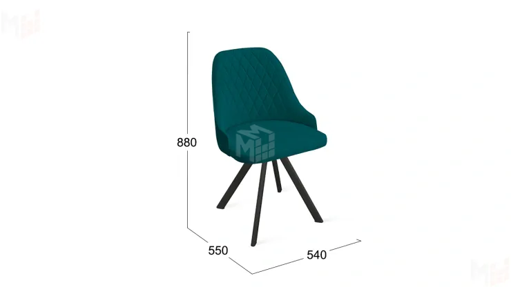 Стул Гранд К2 Черный муар, Велюр Confetti Izumrud