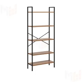 Стеллаж Leset Стилвуд 25 широкий, 5 полок (Чёрный/Орех лион светлый)