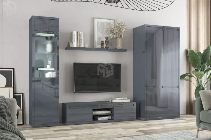 Гостиная Норден Cерый глянец