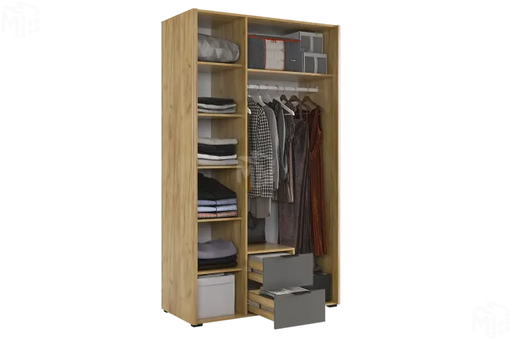 Шкаф трехдверный Адам  с зеркалом дуб крафт золотой/графит Шкаф трехдверный Адам  с зеркалом дуб крафт золотой/графит