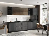 Кухня Престиж 3,0 компоновка №1 (Графит/Графит софт/Прайм орех)
