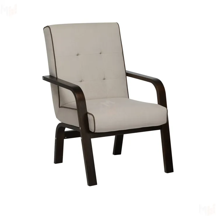 Кресло Leset Модена NEW (Орех текстура/Bingo 02 (бежевый), кант Bingo 07 (коричневый))