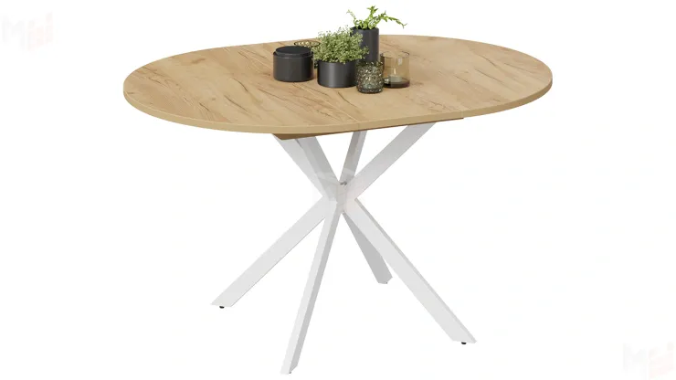 Стол обеденный раздвижной Мэдисон Тип 1 Белый муар, Дуб Крафт золотой Стол обеденный раздвижной Мэдисон Тип 1 Белый муар, Дуб Крафт золотой