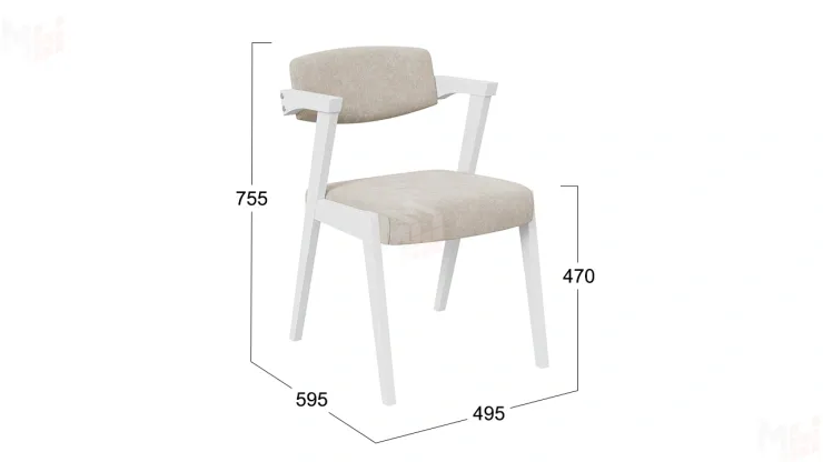 Стул Гонконг 2 - N-242 Белый матовый, тк. №208 Велюр Jercy cream