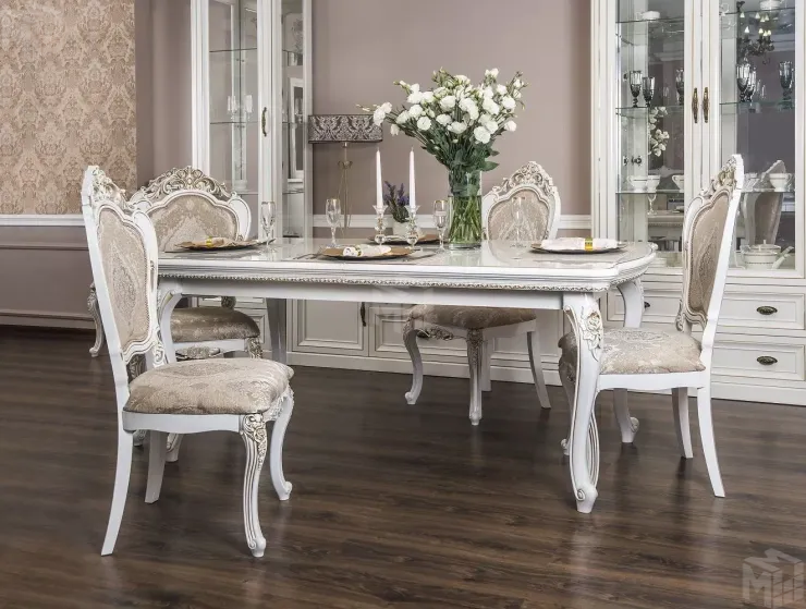 Столовая Натали белый глянец (прямоугольный стол)