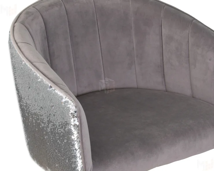 Стул барный DOBRIN DARCY SHINY (серый велюр с серебряными пайетками)