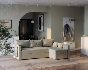 Диван трехместный с угловой секцией Вало ДП Malmo 16 (beige-grey) LA
