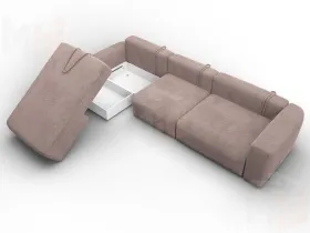 Диван угловой Лига-066 НПБ Лонг угол левый ( TOWER 05 бежевый )